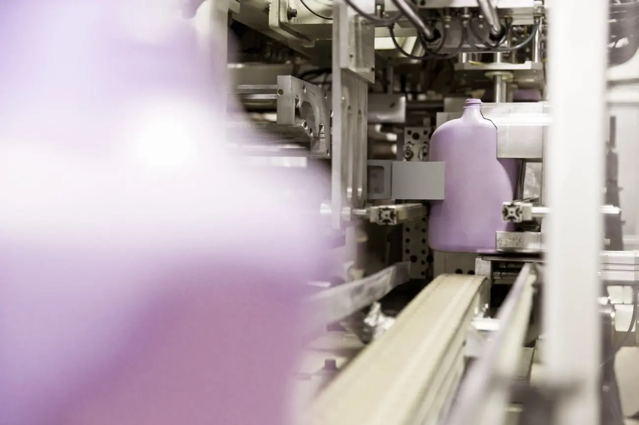 Detergents bottles in the production. 