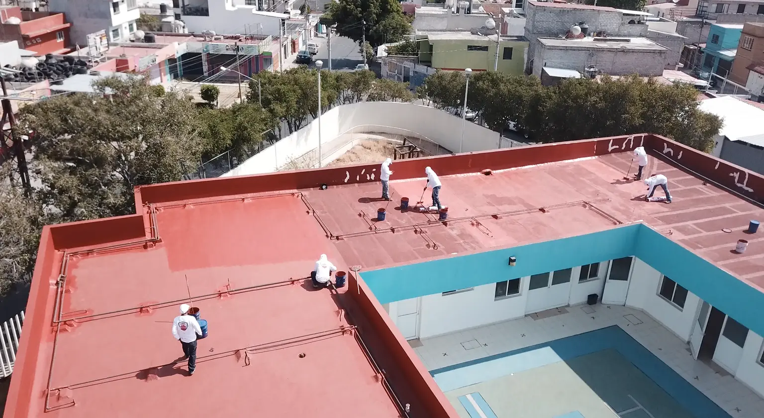 Vista aérea de techo con producto Fester aplicado